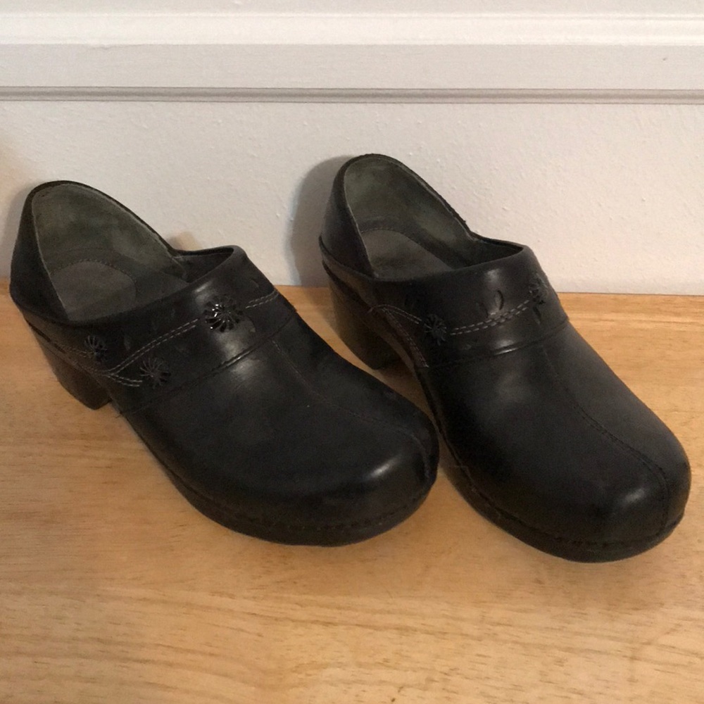 Black Leather Dansko Clogs